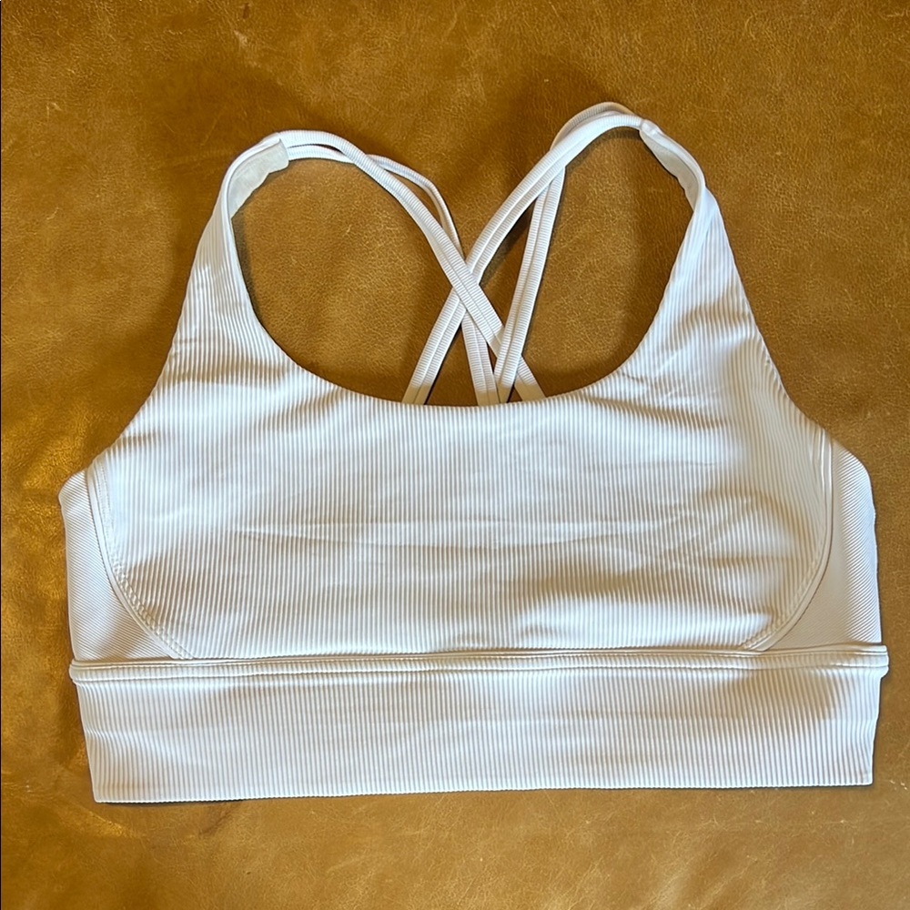 Lululemon Energy White Ribbed Sports Bra